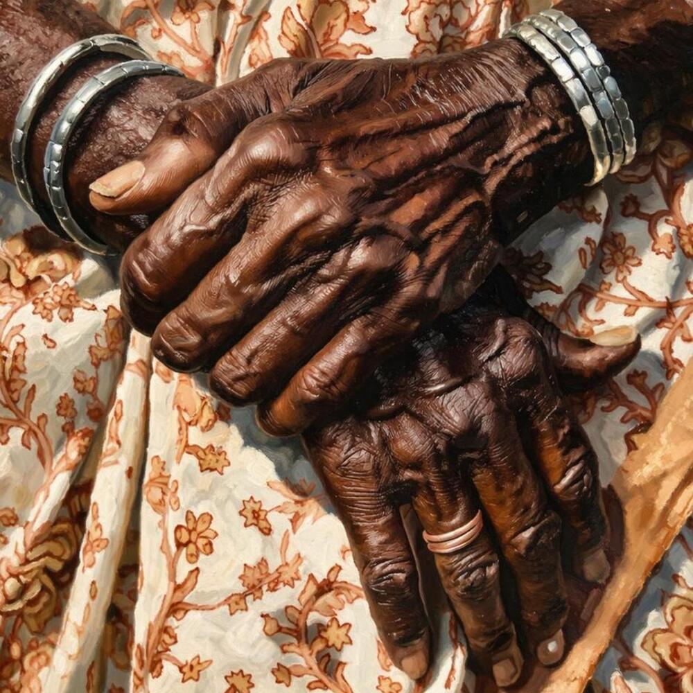 5x7 Framed Elder Hands Art Print – Rustic Portrait Wall Decor